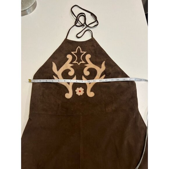 Free People Sienna Suede Halter Mini Dress Large Boho New Western Brown - Picture 5 of 9